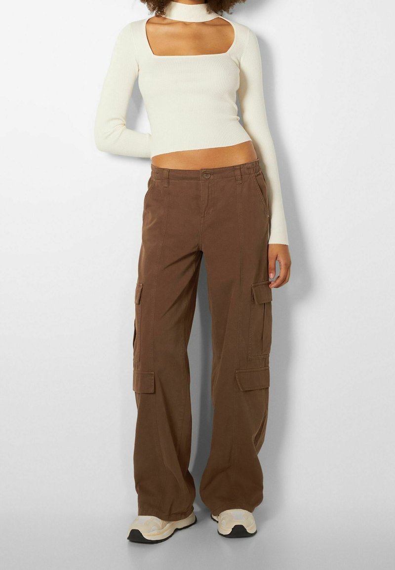 Bershka Pantalon cargo brown/marron (Seconde main) ZALANDO