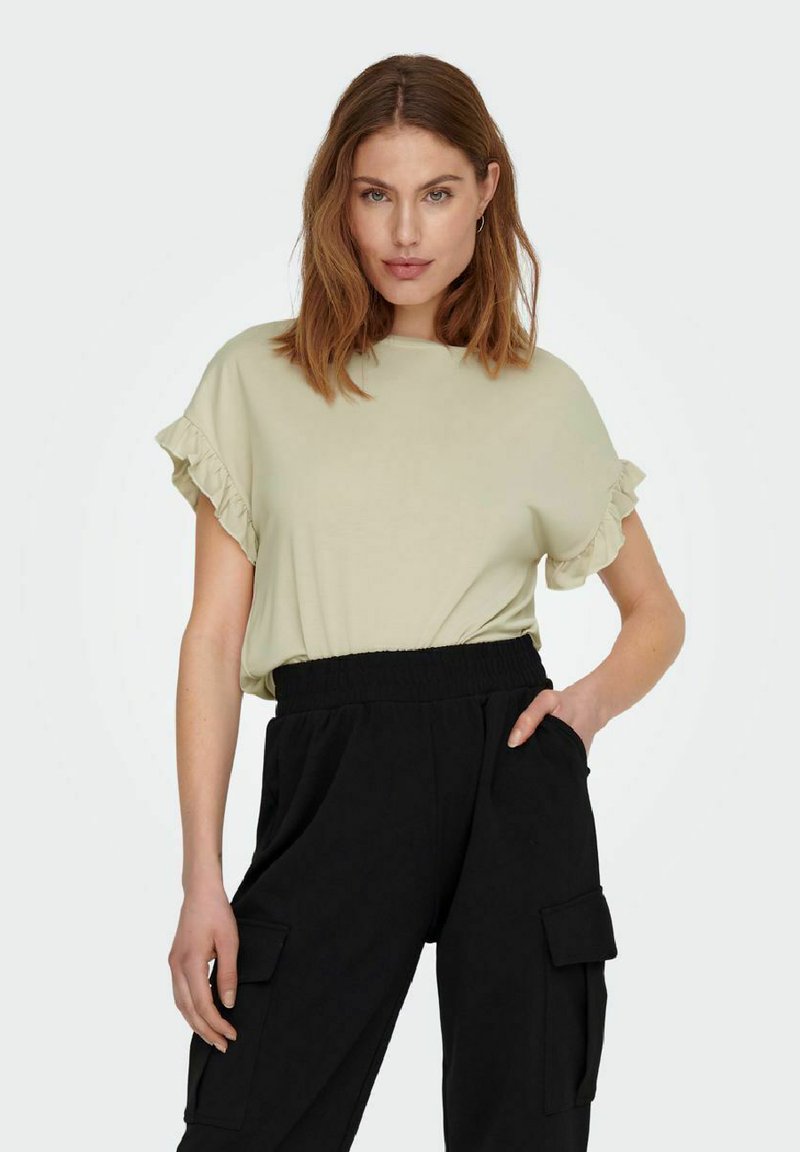 ONLY MIT KURZEN ÄRMELN GERÜSCHTES - T-shirt basic - sandshell