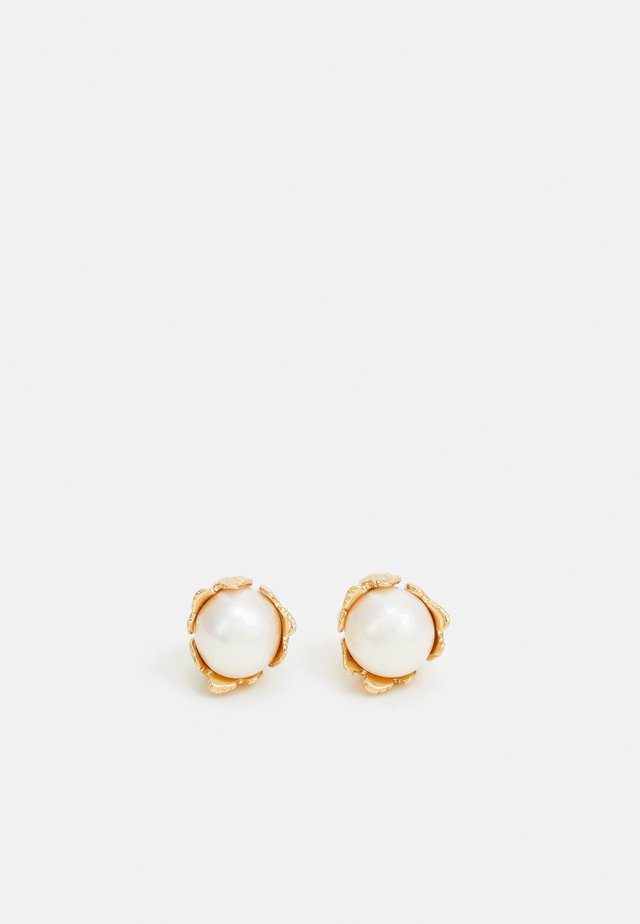 TEXTURED FLOWER STUD - Earrings - gold-coloured