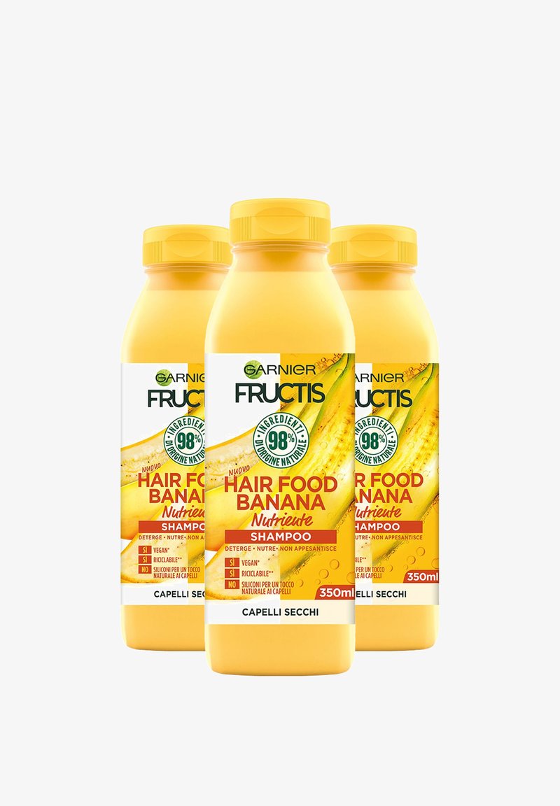 Garnier - SHAMPOO NUTRIENTE FRUCTIS HAIR FOOD, SHAMPOO NUTRIENTE ALLA BANANA PER CAPELLI SECCHI, 350 ML - 3 PACK - Shampoo, Ingrandire