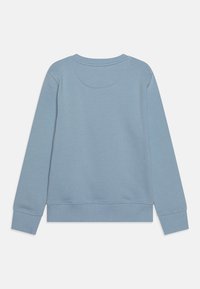 Světle modrá mikina se základním výstřihem, žebrovanými manžetami a pasem. Hladký povrch, minimalistický design a žádné viditelné vzory nebo akcenty.
