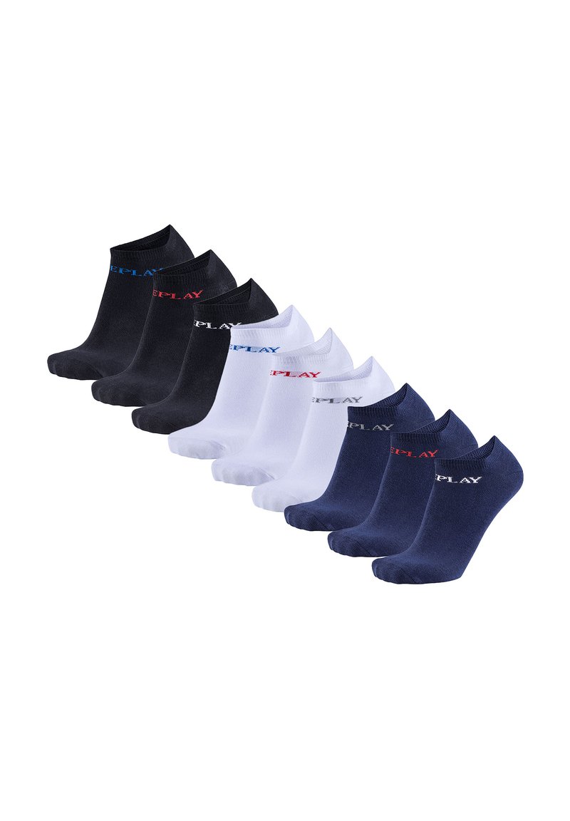 Replay UNISEX 9 PACK LOGO EINFARBIG - Calzini - weiß schwarz dunkelblau