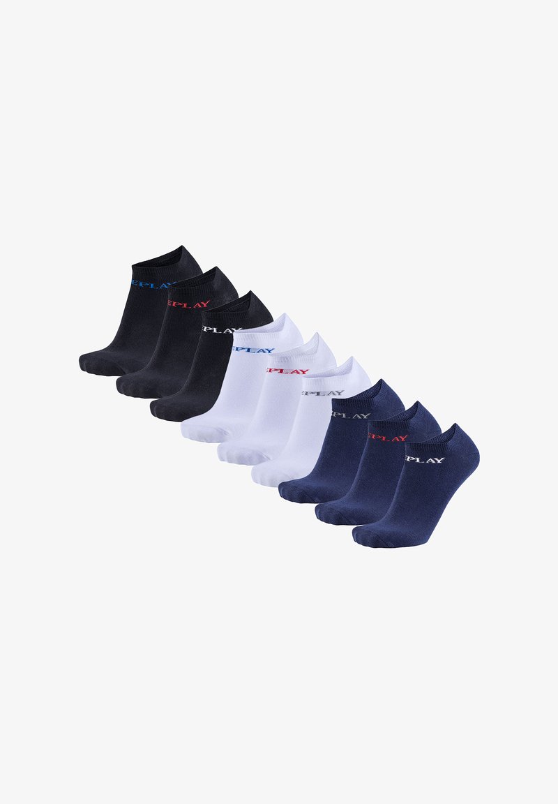 Replay UNISEX 9 PACK LOGO EINFARBIG - Calzini - weiß schwarz dunkelblau