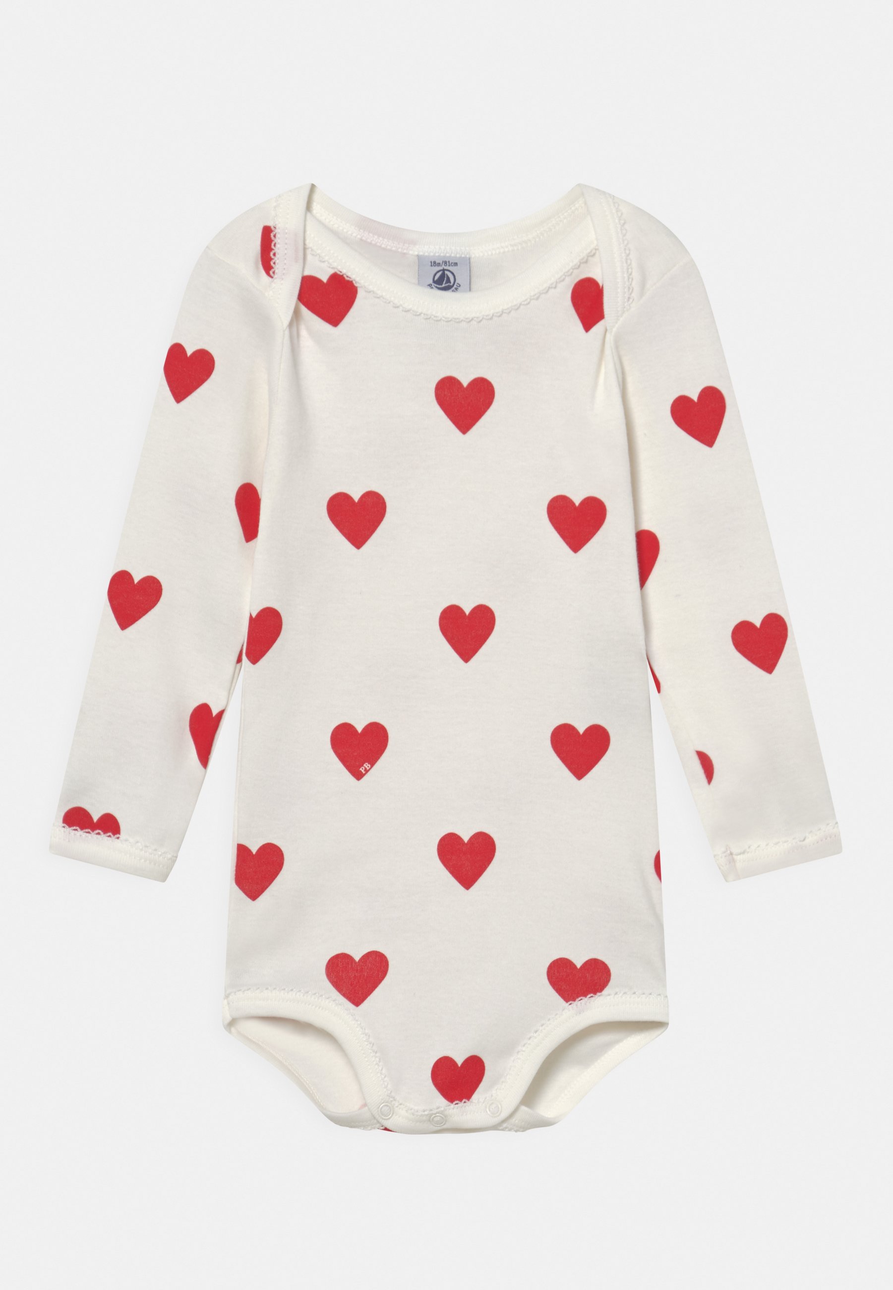 Lot De 3 Bodies Manches Longues Petit Bateau - Coton Imprimé Cœurs - Encolure Américaine, Boutons-pression - Pour Bébé Fille