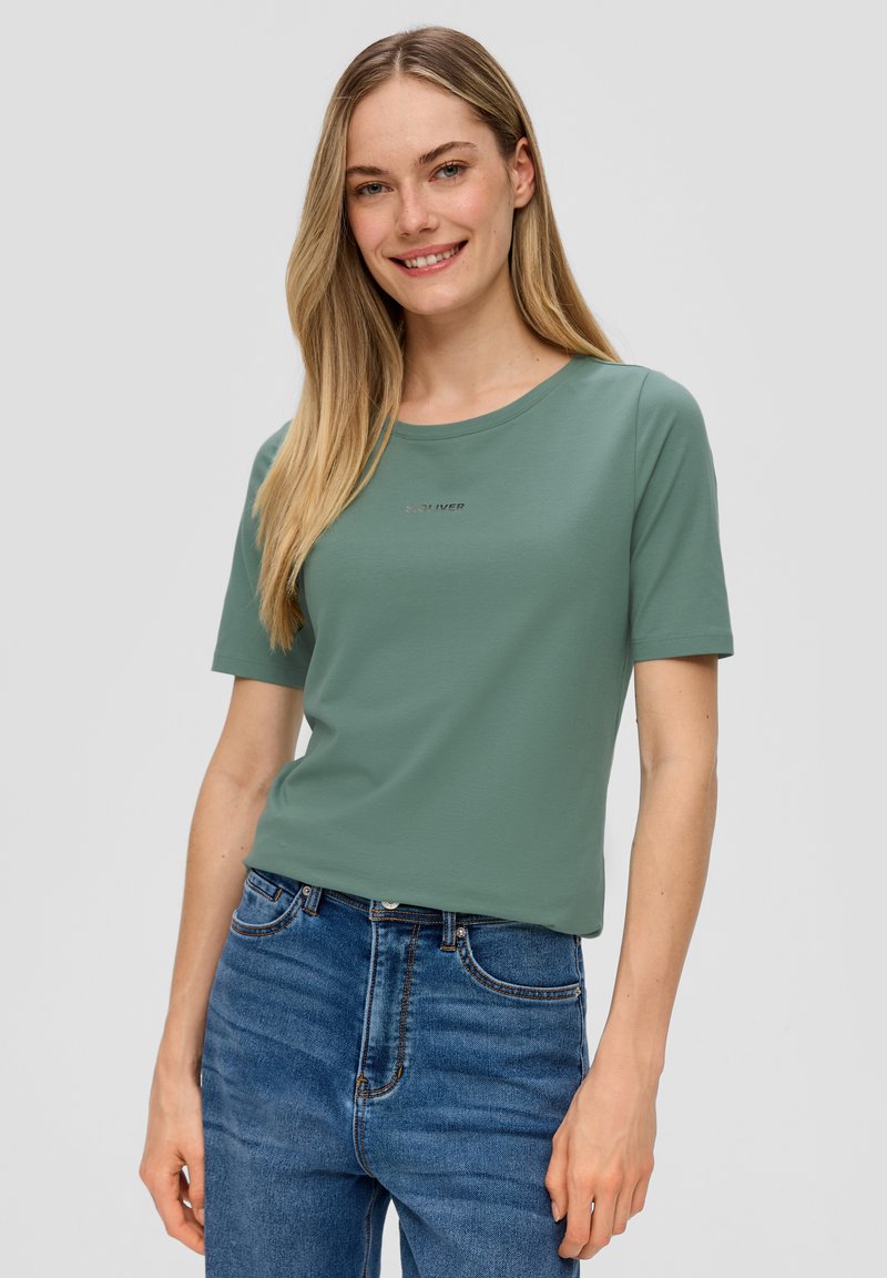 s.Oliver MIT SCHRIFT - T-Shirt basic - minze