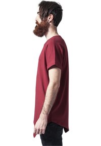 Urban Classics ASYMETRIC LONG TEE - Potiskana majica - burgundy