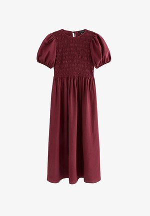 New Look, SHIRRED SHORT SLEEVE MIDI DRESS - Jurk - burgundy