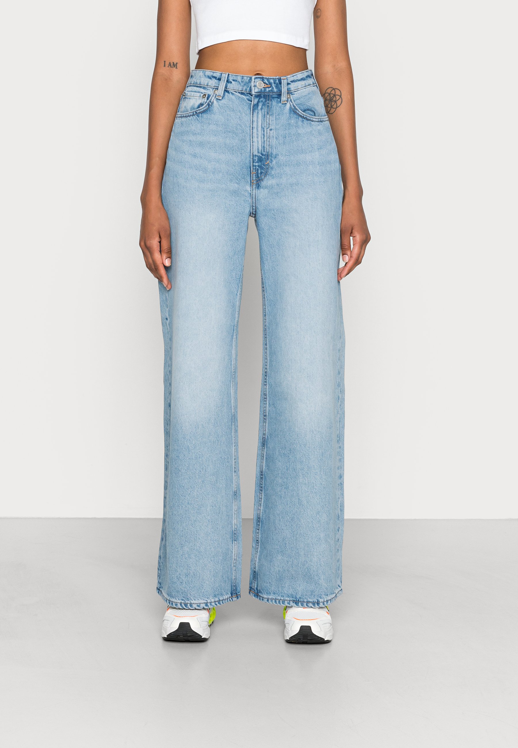 Weekday Ace High Wide Flared Jeans Light Stonewash, Women's, Size: 33x32, Blue