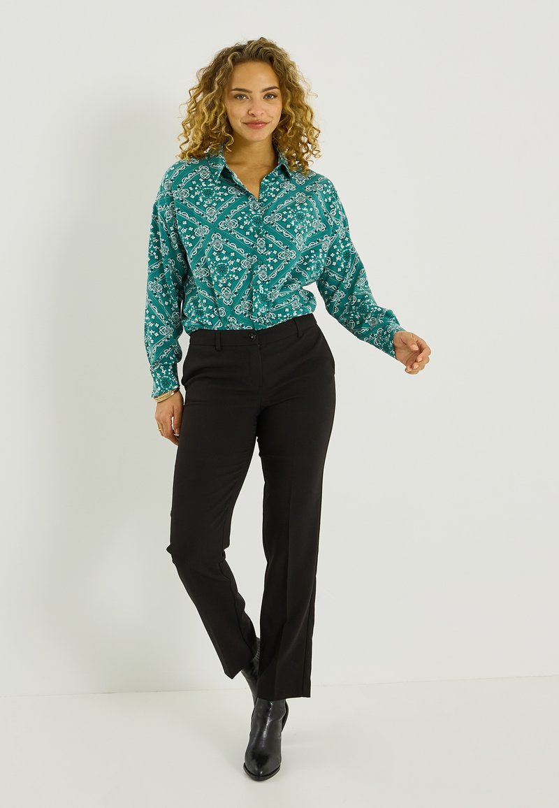 Chemisier Charlotte Russe – S – Imprimé Géométrique Vert Sarcelle – Motif Dos Ouvert