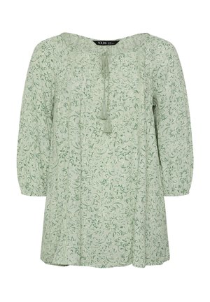 Yours Clothing FLORAL PRINT - Blouse - light green