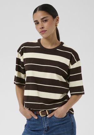 Kaffe, KAWINNY 1/2 - T-shirt imprimé - coffee bean turtledove stripe