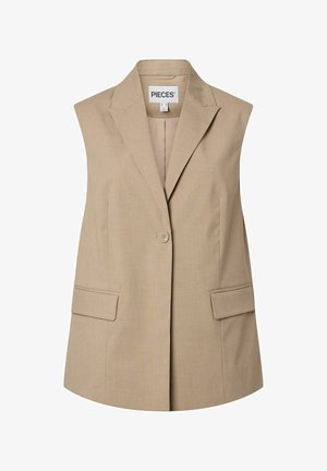 Pieces, VEST PCROSA SPLIT - Γιλέκο - greige