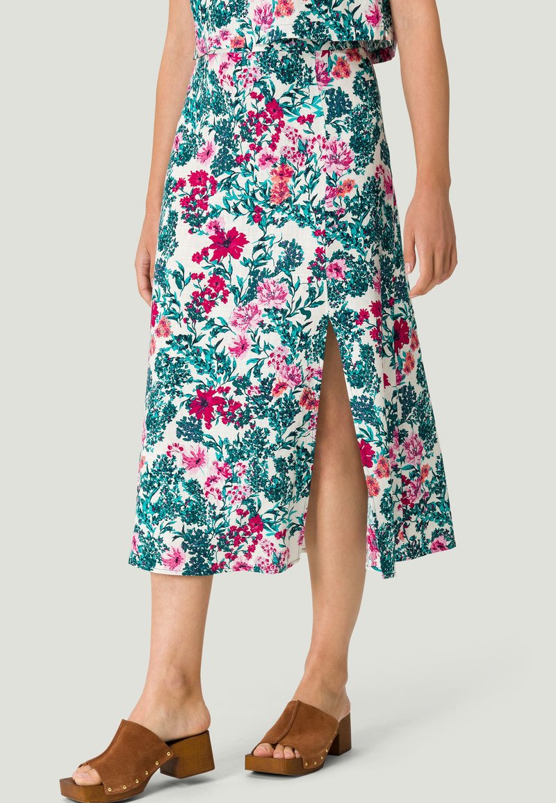 zero MIT DRUCK - A-line skirt - creamgreen/multi-coloured - Zalando