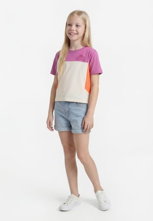 Kappa Nyomott mintás póló - violet bodacious/white whisper/orange coral
