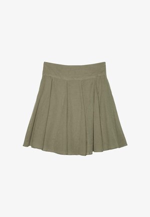 Stradivarius, MIDI SKIRT WITH BOX PLEATS - sukňa v tvare A - khaki