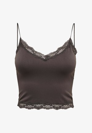ONLY, VICKY LACE SEAMLESS CROPPED TOP - Top - black coffee