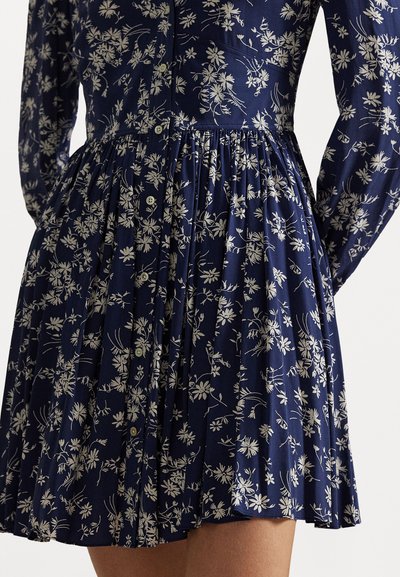 Polo Ralph Lauren FLORAL BUTTONED CREPE DRESS - Päevakleit - navy/cream