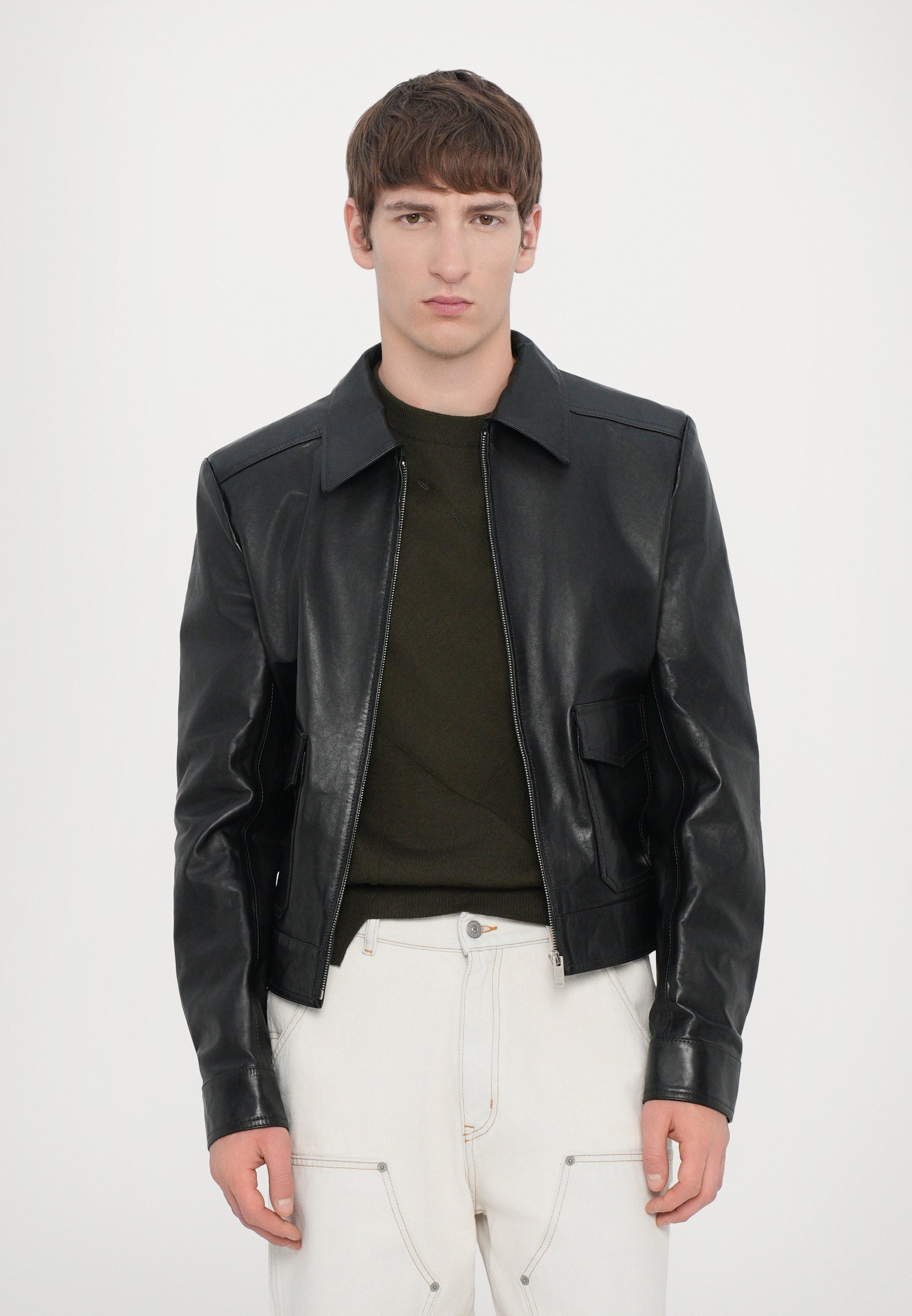 MM6 Maison Margiela SPORTS JACKET - Leather jacket - black