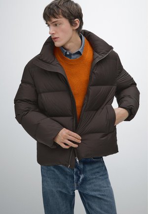 Massimo Dutti WATER-REPELLENT PUFFER - Bunda z prachového peří - dark brown