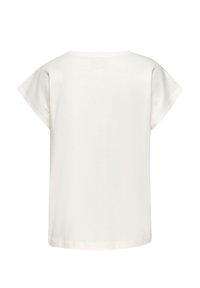 Weißes Kurzarm-T-Shirt mit Rundhalsausschnitt, aus weichem Baumwollmaterial gefertigt. Einfaches Design mit geradem Saum und ohne sichtbare Muster oder Beschläge.