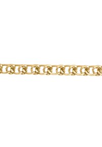 Gullkjedearmbånd med sammenkoblede ovale og runde lenker med en polert overflate. Jevn tekstur og ensartet design gjennom hele armbåndet.