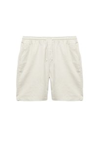 Lichte beige linnen shorts met een elastische tailleband met trekkoord, twee zijzakken en een ontspannen pasvorm.