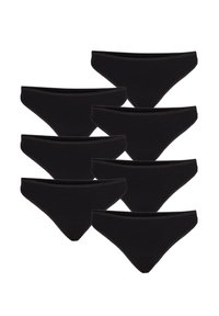Zwarte katoenen slipjes set van zeven met een klassieke slipvorm. Kenmerkt zich door contrasterende stiksels langs de tailleband en de benen.