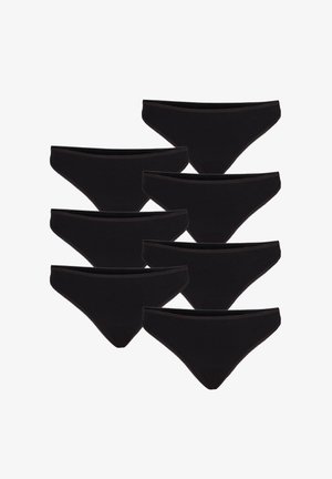 Zwarte katoenen slipjes set van zeven met een klassieke slipvorm. Kenmerkt zich door contrasterende stiksels langs de tailleband en de benen.