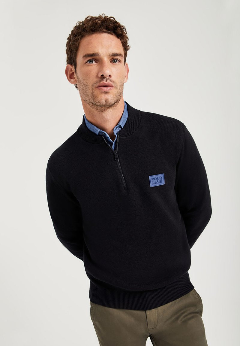Polo Club MIT HALBREISSVERSCHLUSS Strickpullover black/schwarz