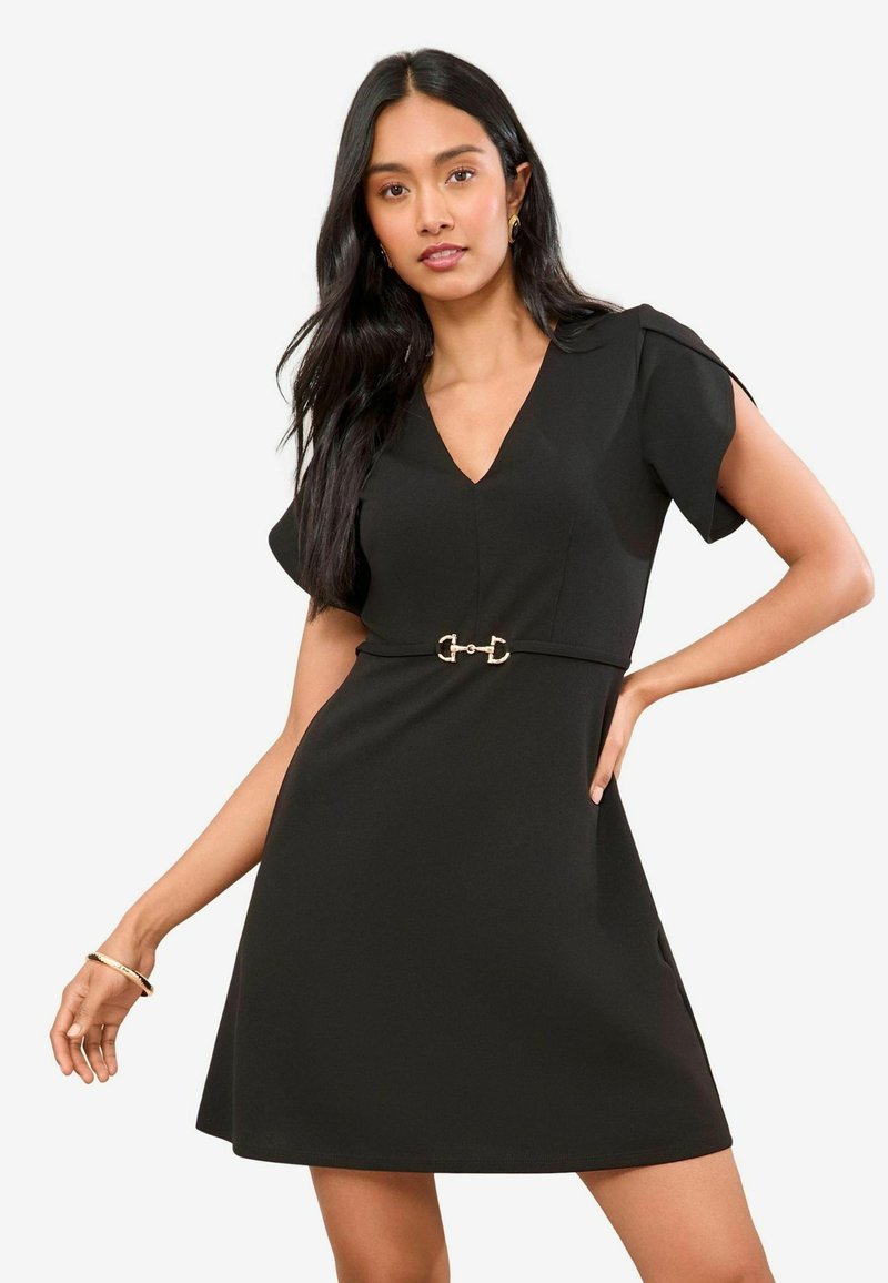 Friends Like These REGULAR FIT-V NECK TULIP SLEEVE STRUCTURED  - Päevakleit - black