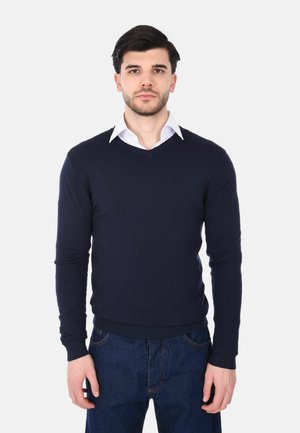 SCOLLO A V - Maglione - blu