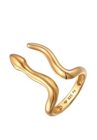 Bague en forme de serpent en ton or, présentant des courbes lisses et une finition polie. Gravée "925 Ag" sur la bande intérieure.