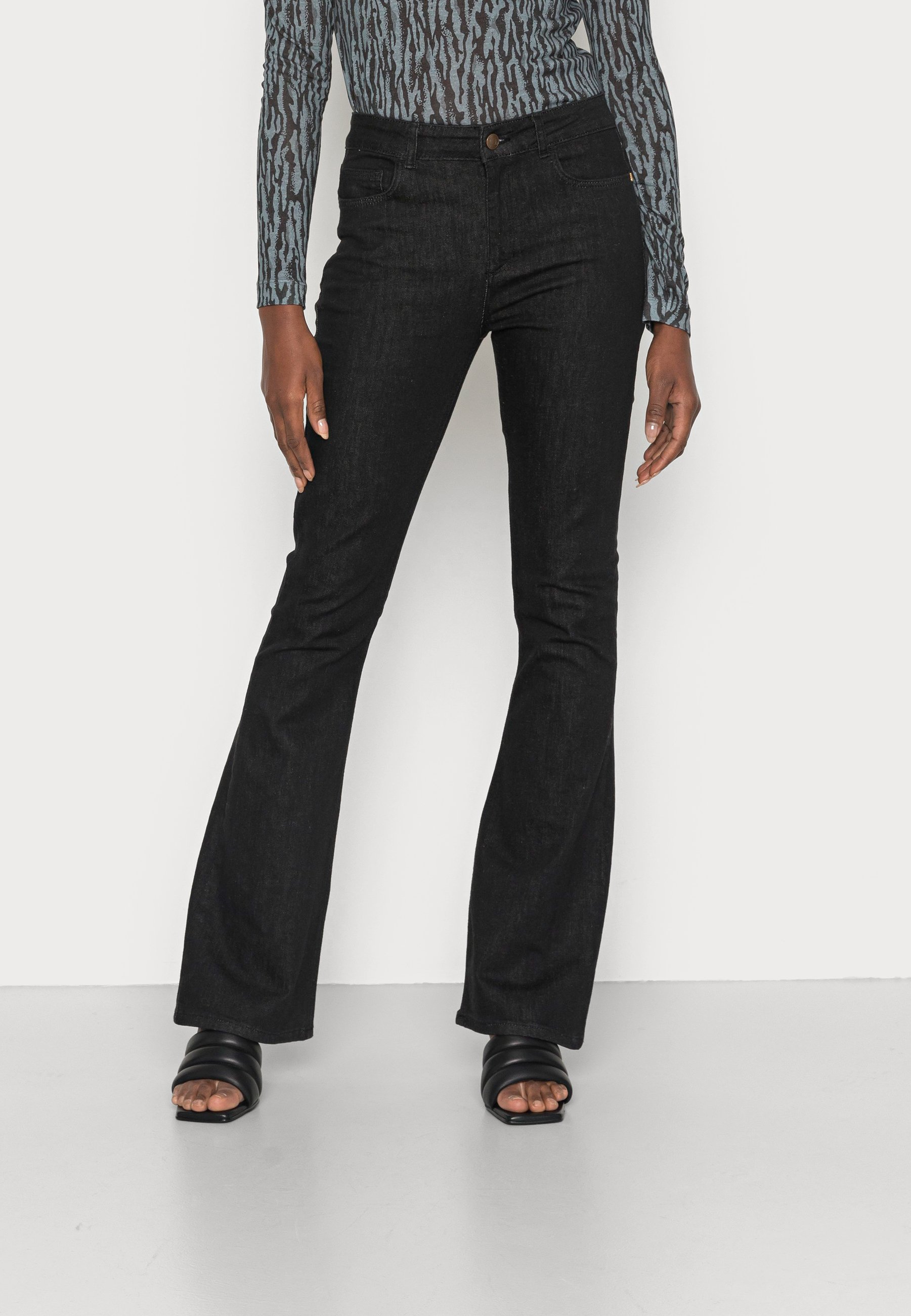 Fabienne Chapot EVA TROUSERS - Flared Jeans - black/black denim -  Zalando.co.uk