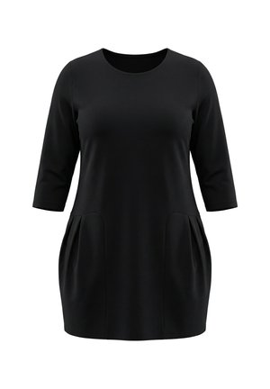 Ulla Popken, JERSEY 3/4 SLEEVE BALLOON SHAPE POCKET DRESS - Jerseyjurk - black