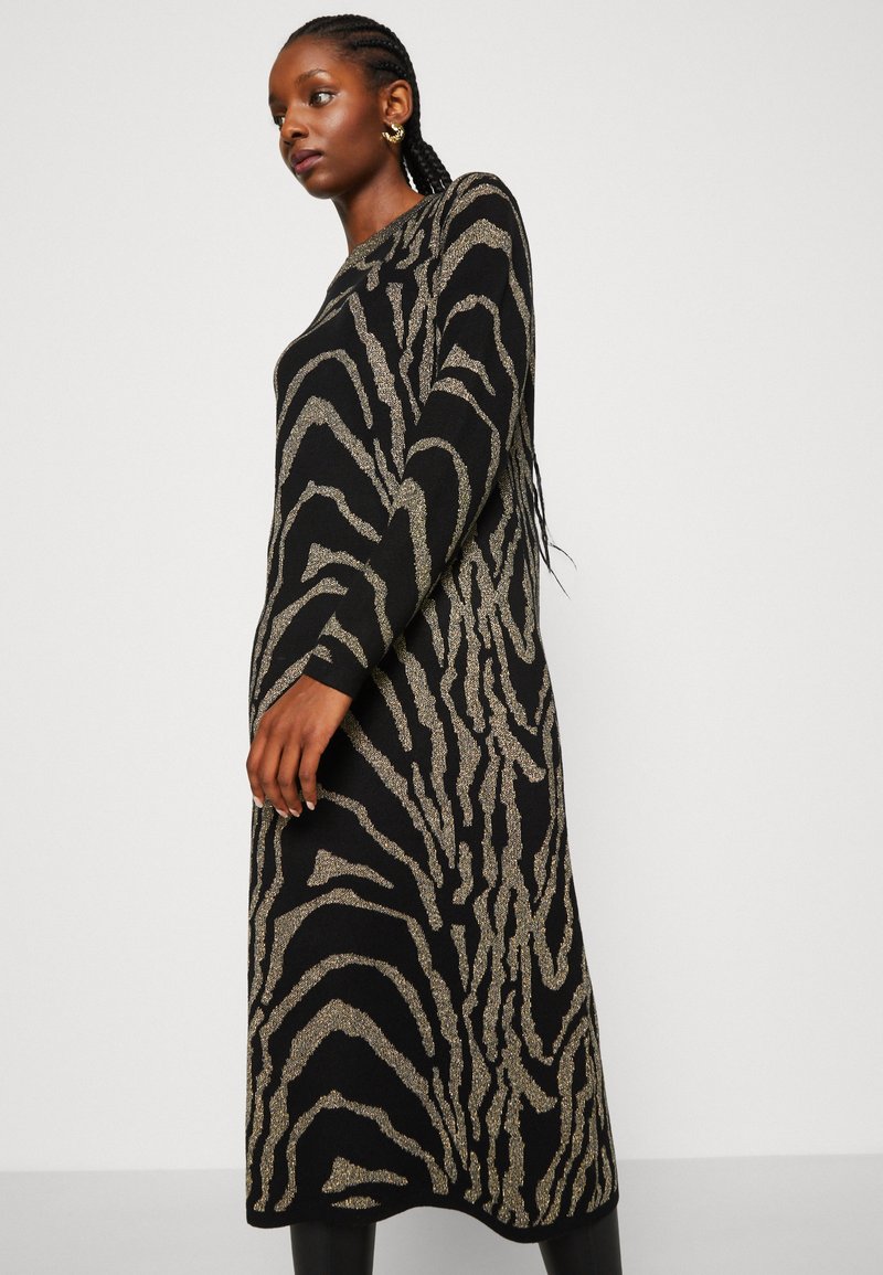 ONLY ONLRIKKE GLITTER DRESS - Jumper dress - black/gold/black - Zalando.ie