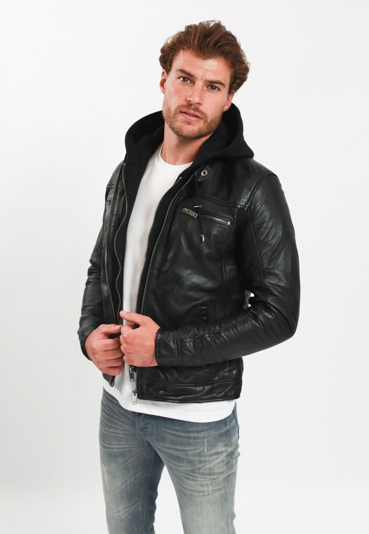 Lee Cooper Leren jas zwart