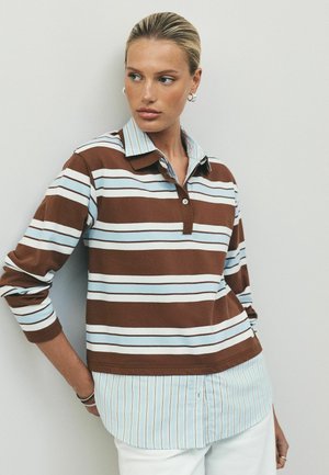 Next, STRIPED LAYERED POLO SHIRT - Poloshirts - chocolate brown blue