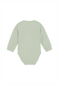 Ljusgrön långärmad bodysuit gjord av mjuk bomull. Har en rundad halsringning och tryckknappar nertill för enkel påklädning.