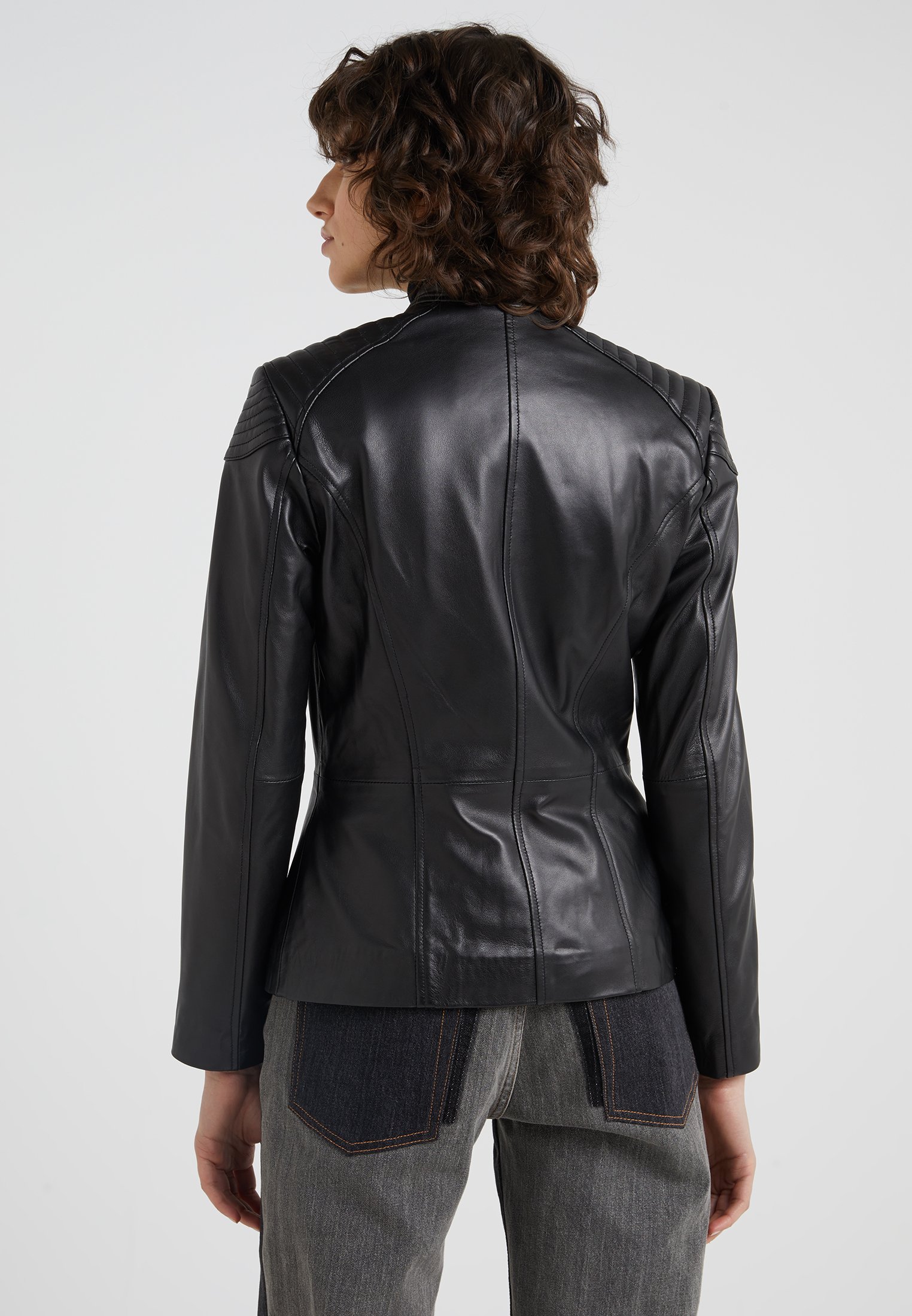 ruffle leather jacket