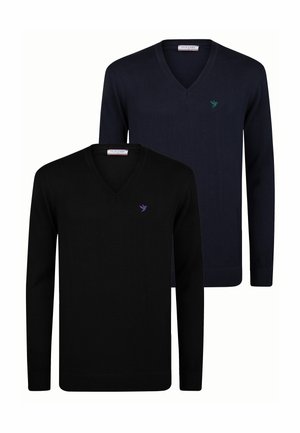 2 PACK SWEATER - Džemper - mottled black