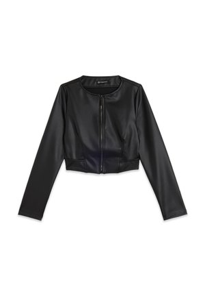 CROPPED WITH METAL ZIP - Giacca in similpelle - black