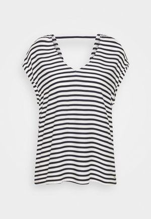 V NECK - Triko s potiskem - navy/white
