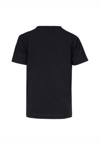 Svart t-shirt med kort ärm i bomull. Har en rund halsringning och en enhetlig färg, med en enkel, klassisk skärning utan mönster.