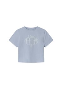 Svjetloplava skraćena majica s kratkim rukavima od pamuka s okruglim izrezom. Na prednjoj strani ima bijeli grafički natpis "The Original PEPE JEANS LONDON".
