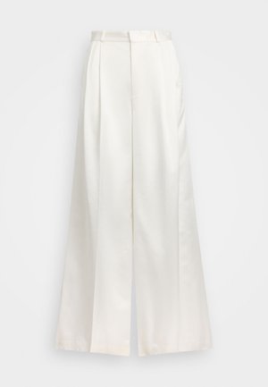 PLEATED SATIN WIDE-LEG PANT - Nadrágok - cream