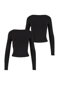 RUFFLED SUPER SLIM 2PACK - Long sleeved top - black