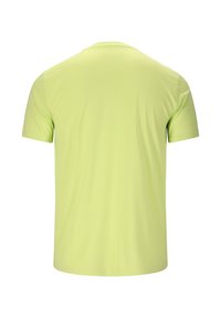 Polo manches courtes vert clair uni, vu de dos, avec col et tissu lisse.