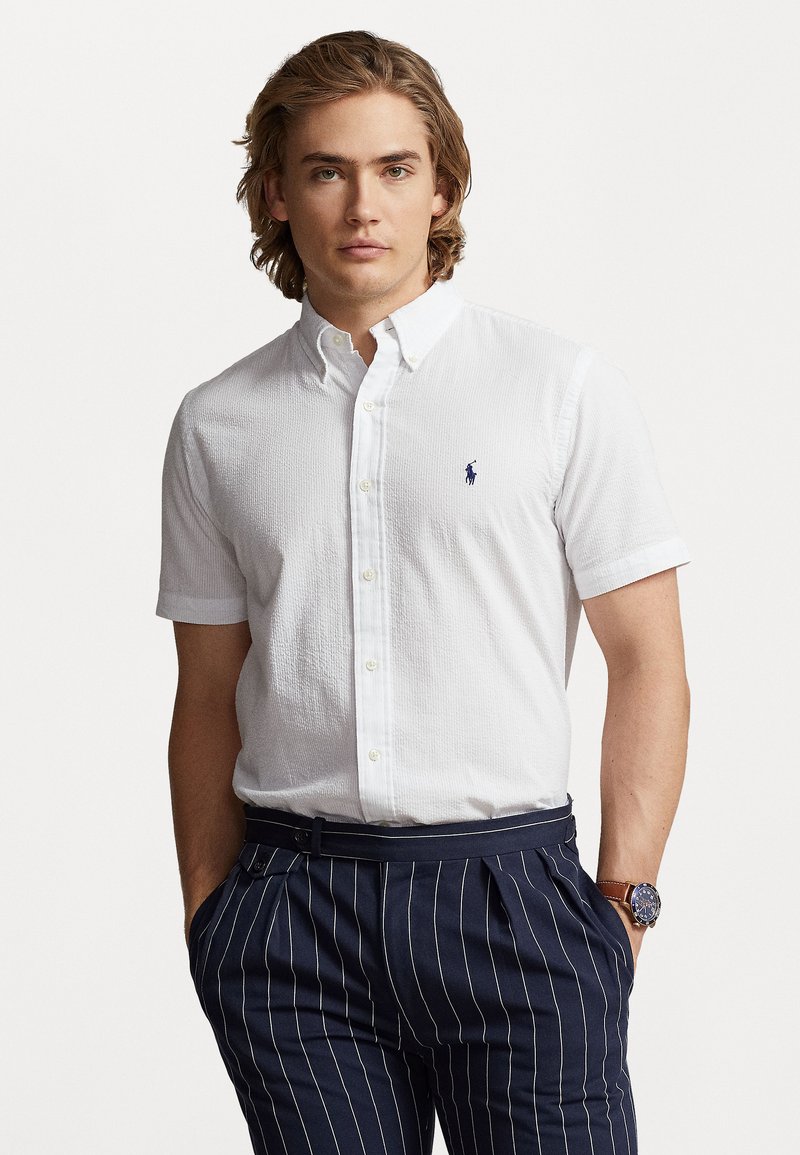 Ralph Lauren POLO by Ralph Lauren CUSTOM FIT short sleeve button down striped shirt men's M size cotton white type Vintage Second Hand