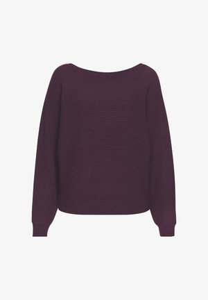 LASCANA RUNDHALS - Strickpullover - pflaume burgunder