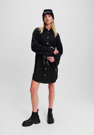 TIED-SLEEVE DENIM - Denimové šaty - washed black